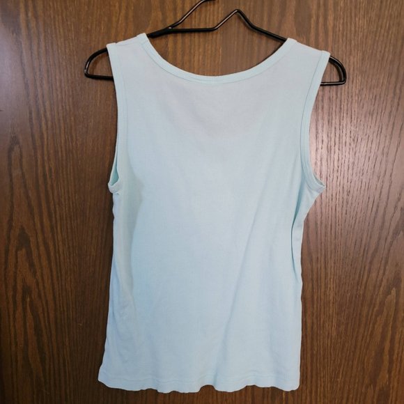 Hibiscus Mint Green Embellished  Fuda Tank Top Size Medium 100% Cotton - Picture 5 of 9